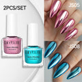 LILYCUTE 7ML 2PCS/SET Metallic Nail Polish Mirror Blue and Rose Gold Effect Varnish Semi-Permanent Nail Art Manicure Aupplies