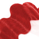 Hot Red Body Wave Bundles Human Hair With Closure 4X4 13X4 HD Transparent Swiss Lace Frontal Brazilian Remy Human Hair Extension