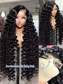 13x6 Lace Front Human Hair Wigs 40 42 Inch HD Loose Deep Wave Brazilian Curly Water Wavy 13x4 Lace Frontal Wigs For Women 250%