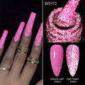 MEET ACROSS 7ml Pink Fluorescent Reflective Gel Nail Polish Glitter Neon Semi Permanent UV LED Gel Nail Art Varnish Manicure
