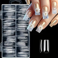 120 Pieces of Transparent Coffin/Almond/Fine High Heels/椭圆形/Square/Other Shape Style Boxed Nails, 12 Sizes Full Coverage Acrylic Pressure-Stick Nails, Suitable for Home DIY Manicure, Art and Manicure Salon Use or Gifts
