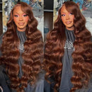 HD 200% 30 36 Inches Chocolate Brown Body Wave 13x6 Lace Front Human Hair Wigs 13x4 Lace Frontal Wig Brazilian Remy Hair Wig