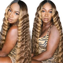 P4/27 Highlight Ombre Loose Deep Wave Bundles with 4x4 13x4 HD Closure Frontal Virgin Human Hair 3/4 Bundles With Closure