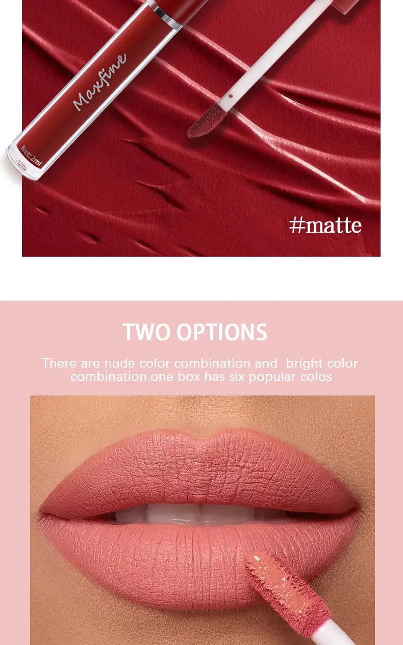 6 Color Matte Lip Gloss Set