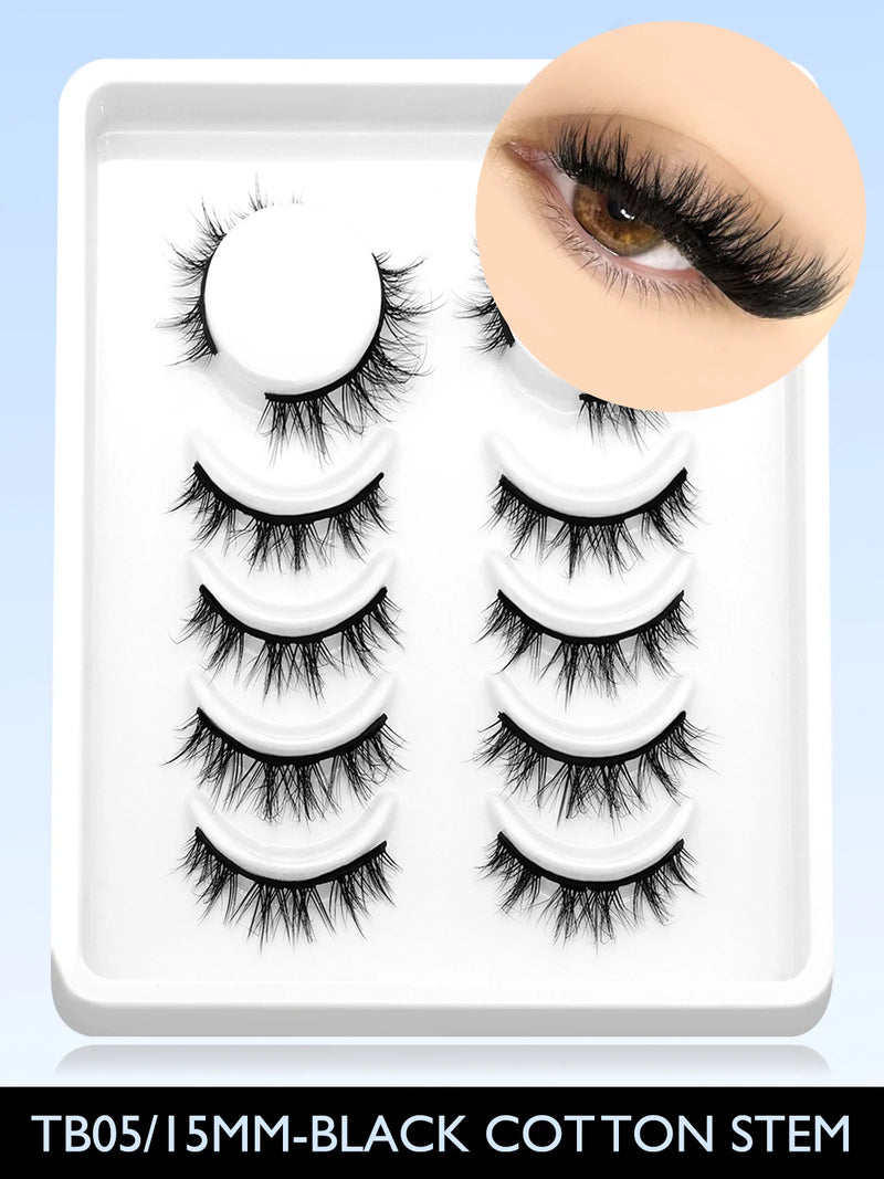 Eyelashes 3D Mink Lashes Natural Eyelashes Clear eyelash stem False Eyelashes Cat Eye Lashes Eyelash Extension Effect