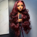99J Burgundy Pre Impregnated Lace Women's Front Hair 250% Density 13x4 Body Wave HD Transparent Lace Front Wig For Women