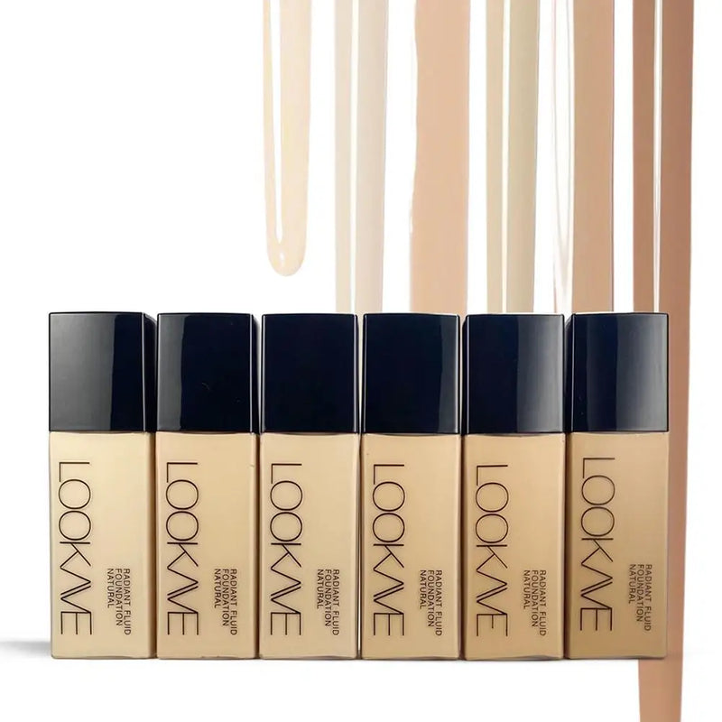 LOOKAVE Liquid Foundation Long Lasting Full Coverage Natural Matte Liquid Foundation Moisturizing Concealer CC Cream Base Makeup