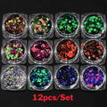 24pcs/Set Sparkly Holographic Fine Sugar Nail Powder Diamond Chrome Pigment Dust For Gel Polish Glitter Manicure Accessories