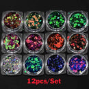 24pcs/Set Sparkly Holographic Fine Sugar Nail Powder Diamond Chrome Pigment Dust For Gel Polish Glitter Manicure Accessories