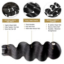 100% Unprocessed Virgin Brazilian Human Hair Bundles Natural Black Color 30 32 Inch Body Wave 3/4 Bundles Raw Hair Extensions 16A Remy Pure Human HairBundle