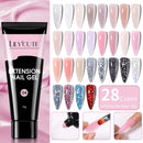 LILYCUTE 1Pc Quick Extension Gel Nail Nude Pink Glitter Building Acrylic Semi Permanent Soak Off UV LED Polish Nail Art Varnish