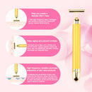 24K Gold T Beauty Roller Energy Roller Electric Face-lifting Facial Massage Beauty Tools Waterproof Vibrating Face Care Stick