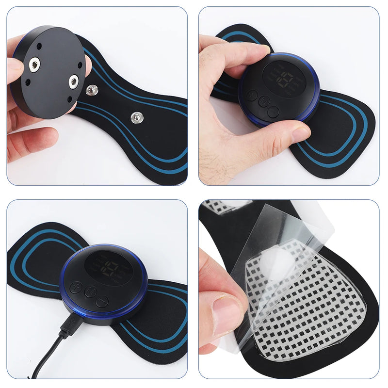 EMS Neck Massager Electric Cervical Vertebra Massage Patch for Muscle Pain Relief & Shoulder Relaxation Portable Neck Stretcher