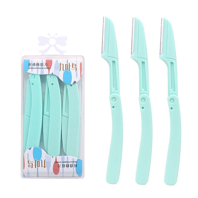 Karsyngirl 3pcs Fold Eyebrow Trimmer Scissors Hair Remover Eyebrow Comb Razor Eyebrow Clip Makeup Tools Face Razor for Women