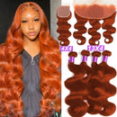 Ginger Color Body Wave Bundles Human Hair with Closure