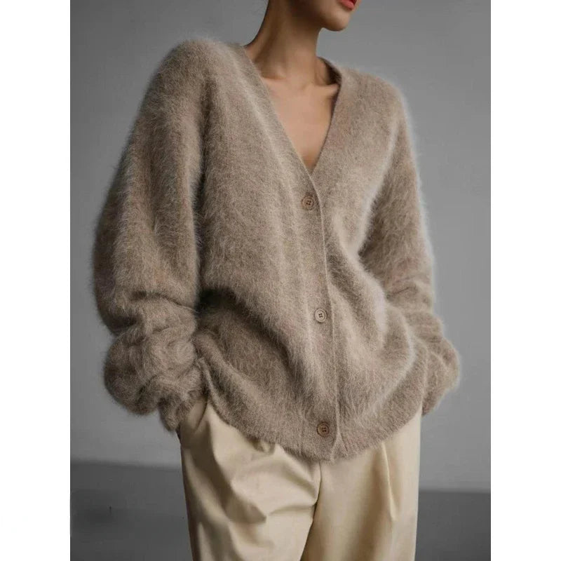 Women's Cardigans Korean Fashion V-neck Sweater Coat Long Sleeve Oversized Sweater Female Buttons Solid Knitted Jacket Women