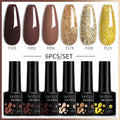 LILYCUTE 6Pcs/Set 7ML Brown Gel Nail Polish Winter Coffee Semi Permanent Soak Off UV Gel Design Nail Art Manicure Kit Varnish