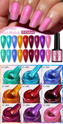 LILYCUTE 7ml Metallic Red Gel Nail Polish Winter Bright Chrome Glitter Mirror Enamel Gel Semi Permanent UV Soak Off Nail Art