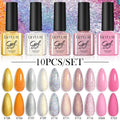 LILYCUTE 10PCS/Set 7ml Gel Nail Polish Coffee Red Pink Nude Gel Varnish Semi Permanent Soak Off UV LED Nail Art Manicure Kit