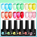 LILYCUTE 6PCs/SET 7ML Jelly Sea Glass Nail Gel Polish Spring Translucent Pink Nude Semi Permanent Soak Off Nail Art Manicure Kit