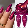 LILYCUTE 7ml Metallic Red Gel Nail Polish Winter Bright Chrome Glitter Mirror Enamel Gel Semi Permanent UV Soak Off Nail Art