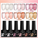 LILYCUTE 6PCs/SET 7ML Jelly Sea Glass Nail Gel Polish Spring Translucent Pink Nude Semi Permanent Soak Off Nail Art Manicure Kit