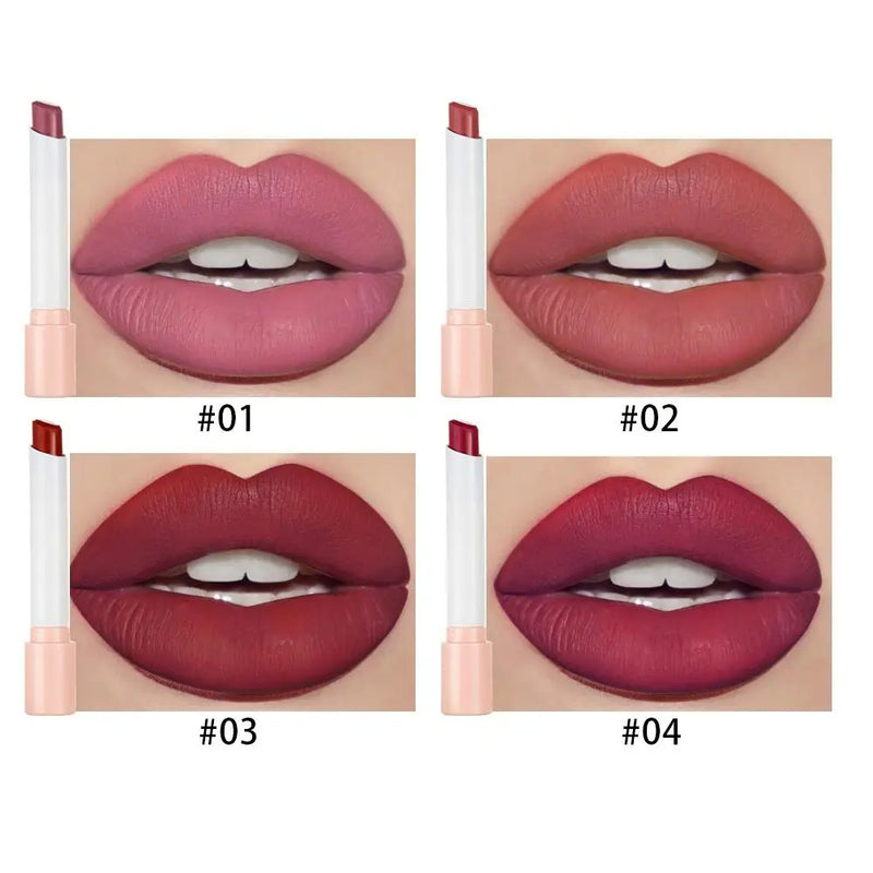 4 Matte Lipstick Kit Cigarette Smoke Tube Lip Gloss Long Lasting Waterproof Nude Red Lip 24 Hour Lip Tint Stain