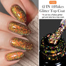 LILYCUTE 7ML Flakes Glitter Top Coat Gold Foil Effect 2 IN 1 Nail Art Gel Nail Polish Soak Off Semi Permanent Varnish For Nails