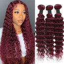 #99j Burgundy Deep Wave Bundles Colored Human Hair Bundles Weaves 2/3/4 Pcs Brazilian Remy Hair Extension Curly Hair Bundles