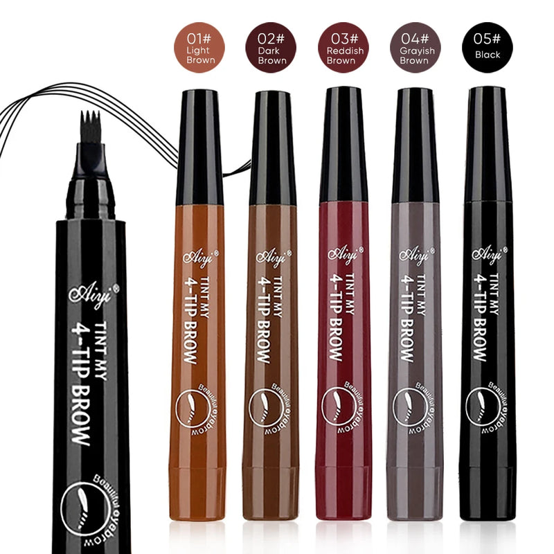 Four-pronged eyebrow pencil, four-end, long-lasting, non-smudged, water-resistant, anti-smudged eyebrow pencil