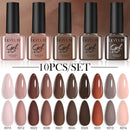 LILYCUTE 10PCS/Set 7ml Gel Nail Polish Coffee Red Pink Nude Gel Varnish Semi Permanent Soak Off UV LED Nail Art Manicure Kit