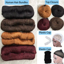 28PCS Brazilian Short Human Hair Extensions #1B#4#30#99J One Pack For A Full Head 100% Human Hair Bundles With Free Closure