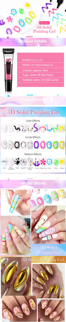 LILYCUTE 10ml 5D Solid Pudding Nail Gel Semi Permanent Translucent Korean Style Painting Gel Polish For DIY Nail Art Design