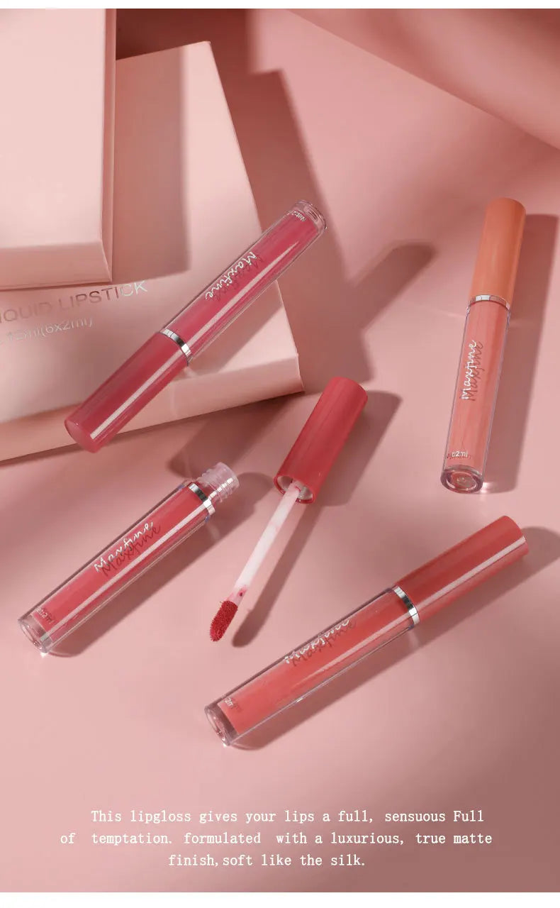 Matte Lip Gloss Set 6 Color Lipstick Smooth And Lasting Display Lip Gloss Waterproof Moisturizing Lipstick Holiday Gift Box Set