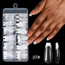 120pcs/box Acrylic French False Nails Medium Length Square Armor Full Cover Nail Tips Can Be Removable Mixed Size Press On Nails