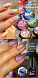 LILYCUTE 7ml Laser Glitter Rainbow Cat Magnetic Gel Nail Polish Sparkling Effect 9D Colorful Semi Permanent Soak Off Nail Art