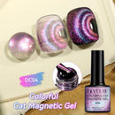 LILYCUTE 7ml Gold Cat Magnetic Nail Gel Polish Four-Colorful Glitter Reflective Nail Gel Soak Off UV LED Gel Nail Art Varnish