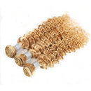 Highlight P27/613 Deep Wave Bundles Honey Blonde Human Hair Bundles  8 -30 Inch Deep Curly 1 3 4 Pcs Wet and Wavy Weave Weft