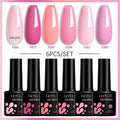 LILYCUTE 6Pcs/Set 7ML Brown Gel Nail Polish Winter Coffee Semi Permanent Soak Off UV Gel Design Nail Art Manicure Kit Varnish