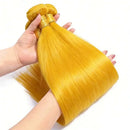 Yellow Colored Bone Straight Human Hair Bundles Raw Hair Human Hair Extensions 1/2/3/4 Human Hair Bundles Double Weft 10-30