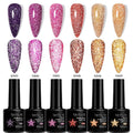 LILYCUTE 6PCS/SET 7ML Fluorescent Reflective Glitter Gel Nail Polish Summer Neon Super Shining Semi Permanent UV Gel Nail Art