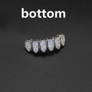 HipHop CZ Teeth Set For Unisex Top Bottom Mouth Gold Silver Color Teeth Tooth Cap Removable Dental Fashion Jewelry