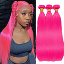 Hot Pink Colored Bone Straight Human Hair Bundles Virgin Hair Human Hair Extensions 1/3/4 Human Hair Bundles Double Weft