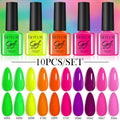 LILYCUTE 10PCS/Set 7ml Gel Nail Polish Coffee Red Pink Nude Gel Varnish Semi Permanent Soak Off UV LED Nail Art Manicure Kit