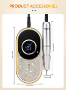 DianaBeauty 45000RPM Electric Nail Drill Machine Rechargeable Nail Polisher Portable Nail File For Gel Nails Remover Manirure