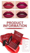 6-Piece Lip Gloss Set Velvet Matte Lip Gloss Waterproof and Sweat-Proof Lipstick Non-Stick Cup Matte Lipstick Holiday Gift Set