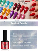 LILYCUTE 7ml Metallic Red Gel Nail Polish Winter Bright Chrome Glitter Mirror Enamel Gel Semi Permanent UV Soak Off Nail Art