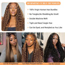 Ombre Highlight Burmese Curly Bundles Human Hair P4/27 13A Unprocessed Brazilian Remy Virgin Extensions 1/3/4pcs for Women