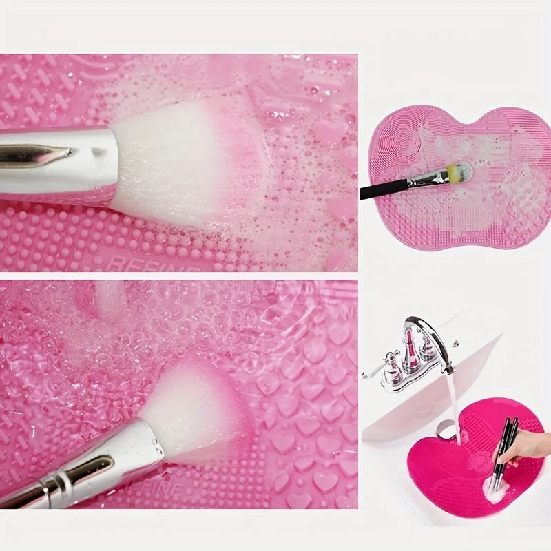 Apple Shaped Makeup Brush Cleaning Pad Silicone Multi-Specification Makeup Brush Foundation Brush Beauty Tool Suction Cup Clean