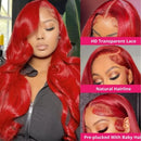 Hot Red Body Wave Bundles Human Hair With Closure 4X4 13X4 HD Transparent Swiss Lace Frontal Brazilian Remy Human Hair Extension